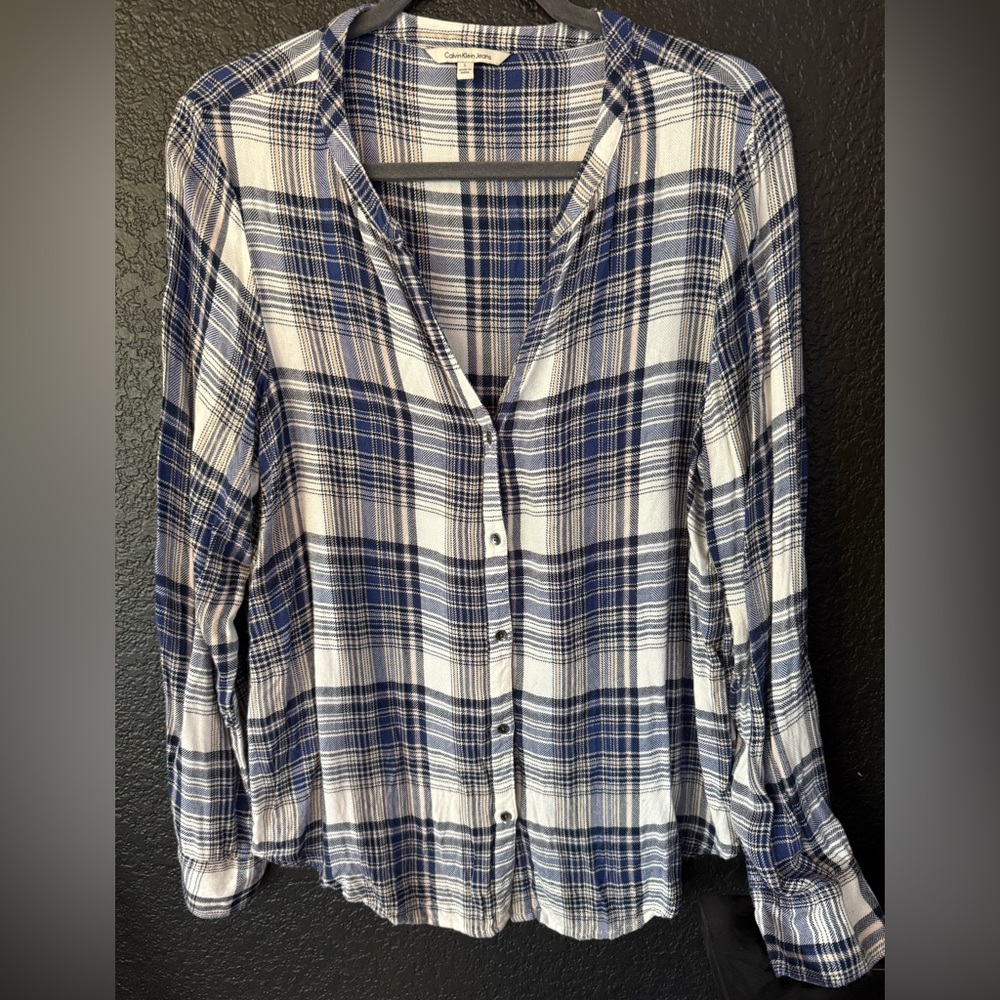 Calvin Klein Jeans Navy and White Checkered Shirt